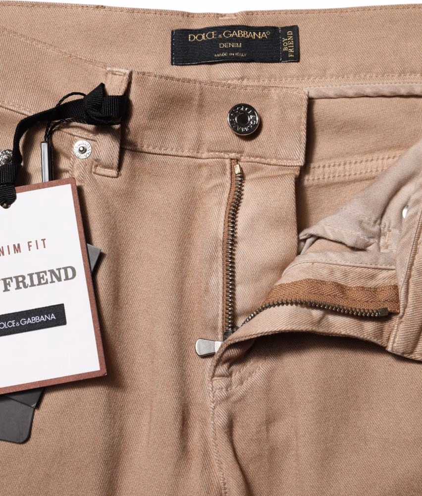 Dolce & Gabbana Brown Cotton Boyfriend Denim Trousers Jeans