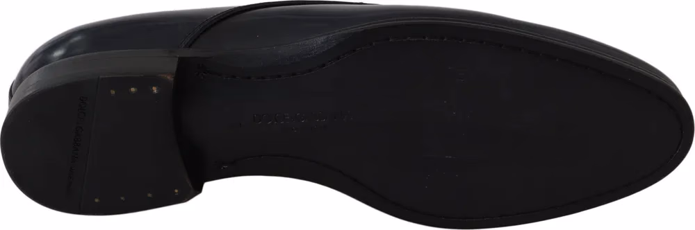 Dolce & Gabbana Blue Leather Dress Derby Formal Mens Shoes