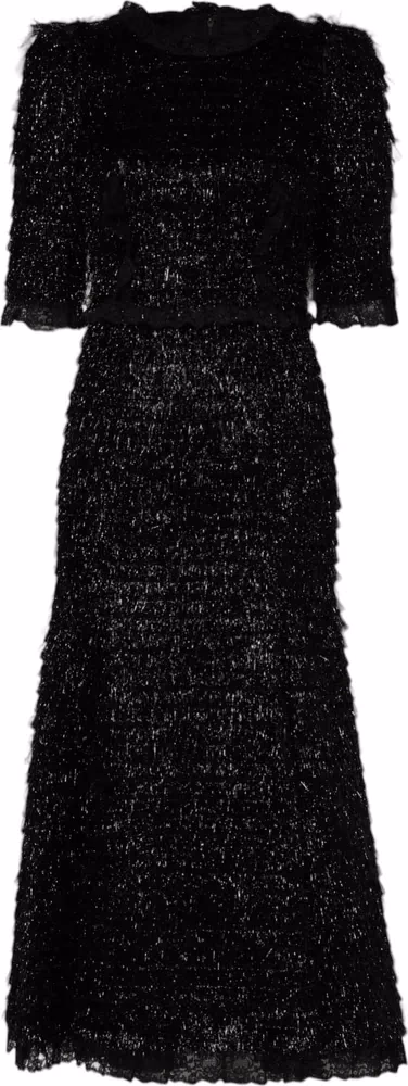 Dolce & Gabbana Metallic Black Polyester A-line Midi Dress