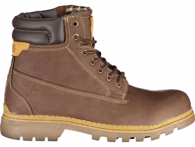 Brown Polyester Women Boot