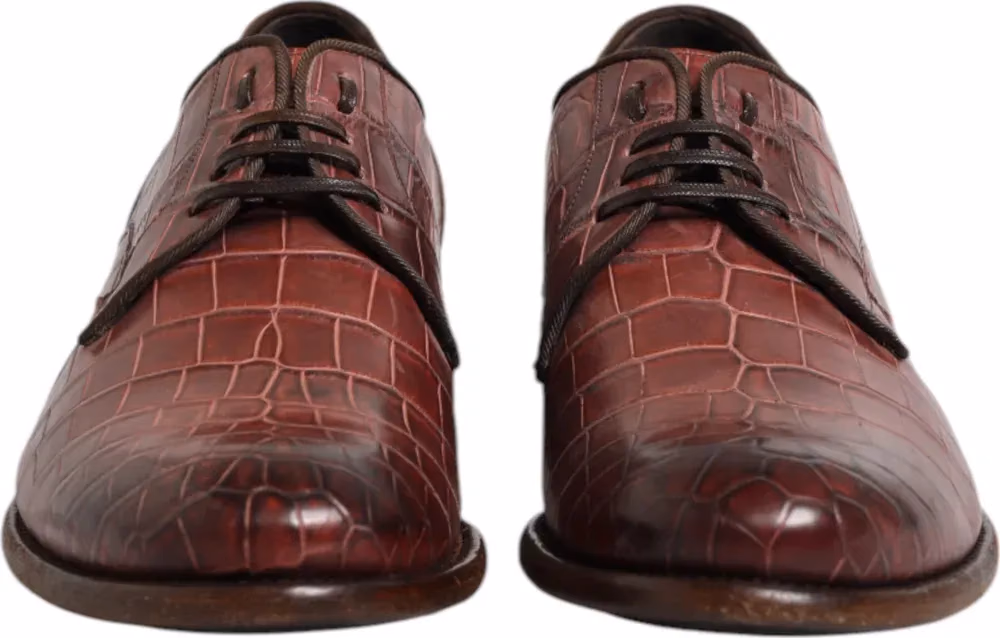 Dolce & Gabbana Burgundy Leather Lace Up Derby Dress Shoes