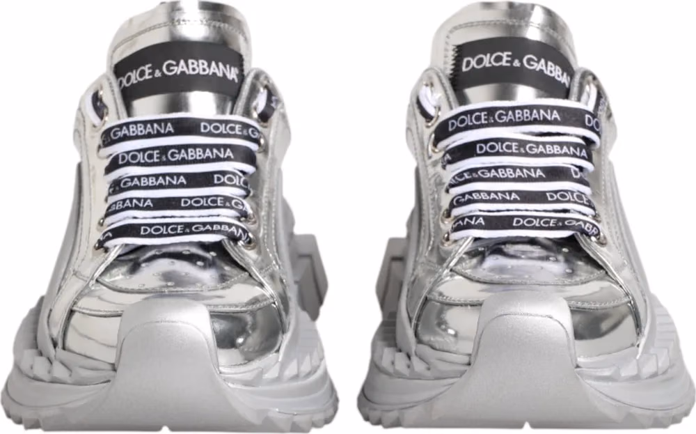 Dolce & Gabbana Silver Leather Super Queen Sneakers Shoes