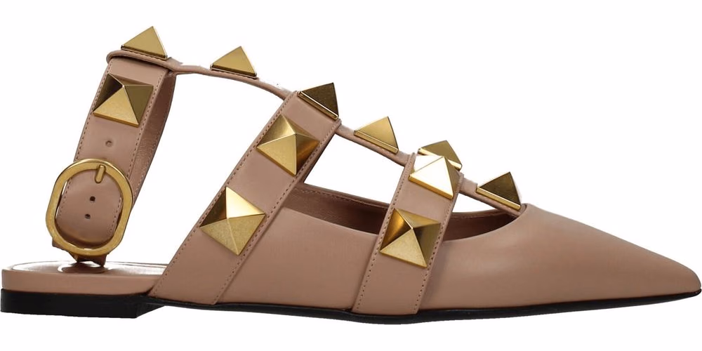 Valentino Garavani Pink Leather Flat Sandals