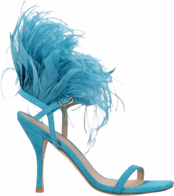 Green Leather Stiletto Heel Sandals