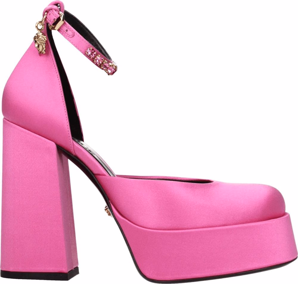Versace Pink Satin Platform Pumps