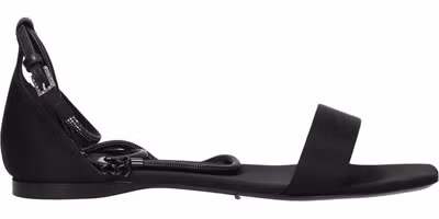 Black Satin Flat Sandals