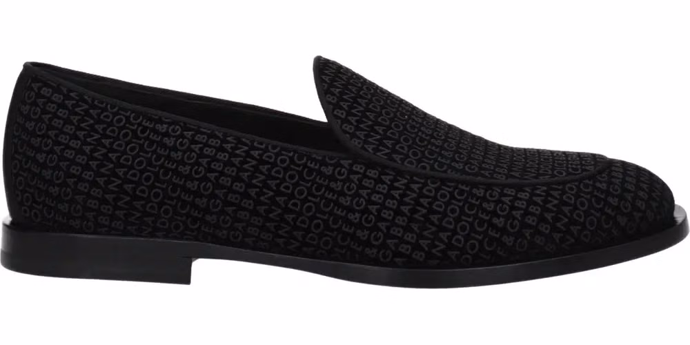 Dolce & Gabbana Black Velvet Slip-On Loafers