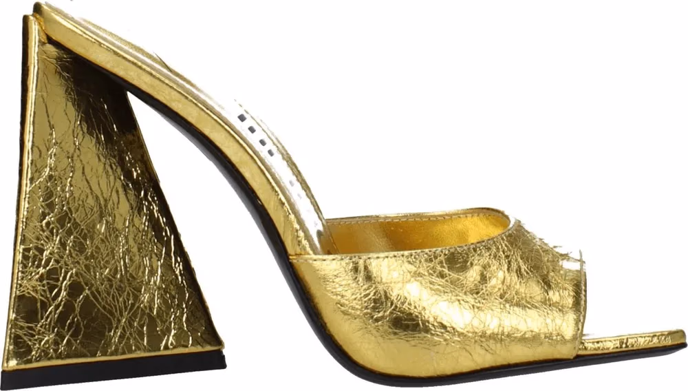 The Attico Gold Leather Platform Sandals