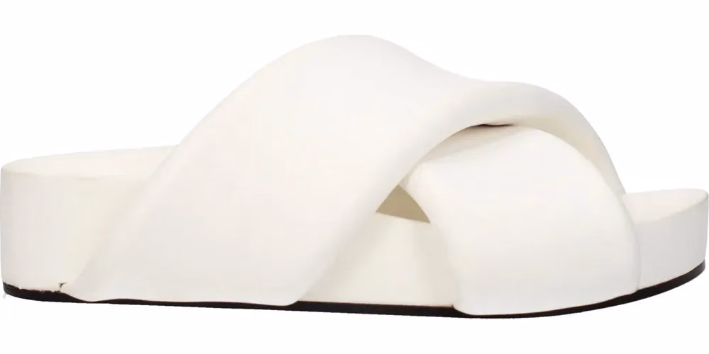 Jil Sander White Leather Slippers