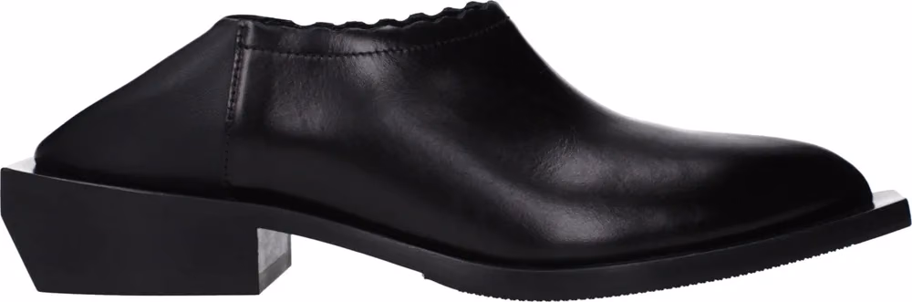 Moschino Black Leather Mules