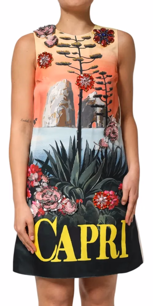 Dolce & Gabbana Multicolor Crystal Embellished A-line Mini Dress