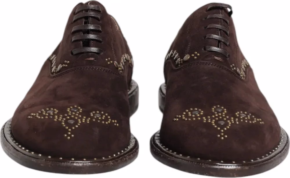 Dolce & Gabbana Brown Velvet Lace Up Oxford Dress Shoes