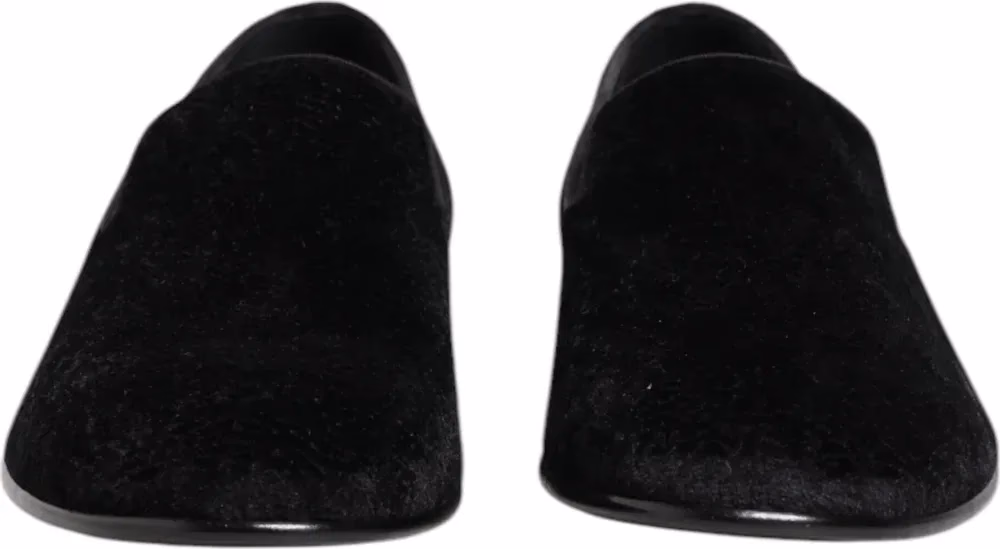 Dolce & Gabbana Black Jacquard Loafers Formal Men Dress Shoes