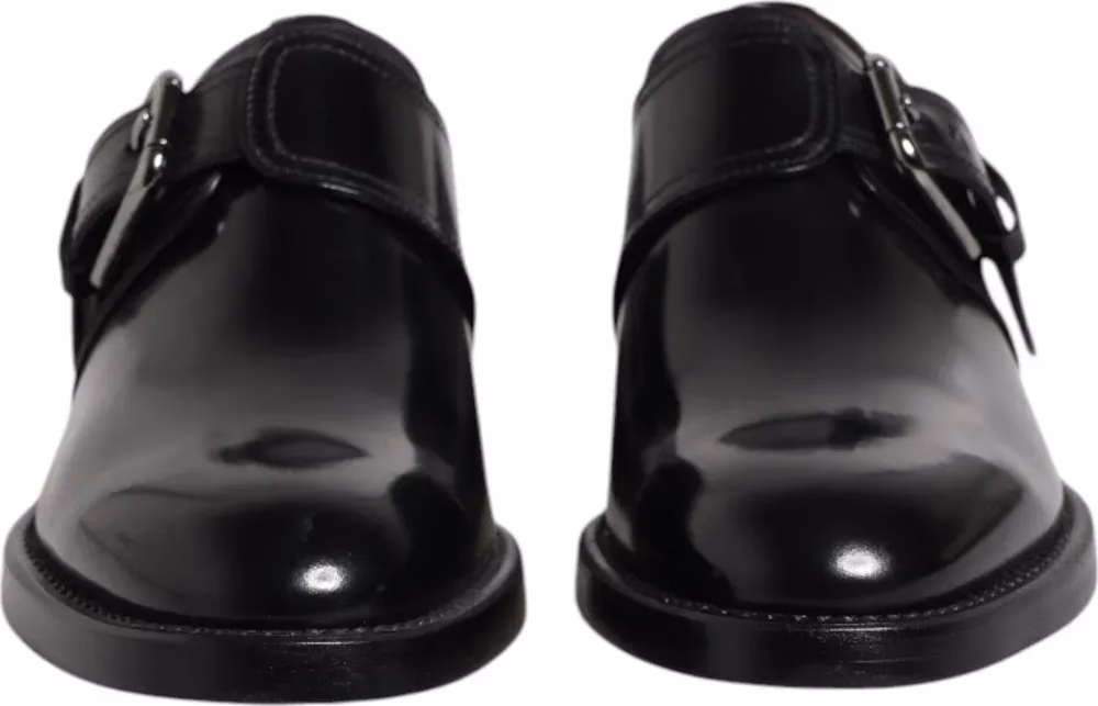 Dolce & Gabbana Black Leather Monk Strap Derby Formal Shoes