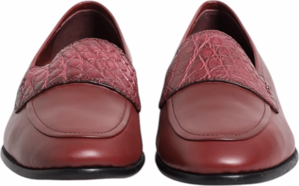 Dolce & Gabbana Burgundy Leather Formal Slip On Shoes