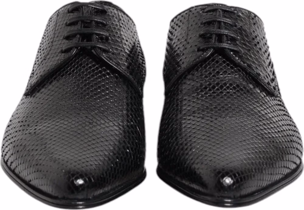 Dolce & Gabbana Black Exotic Leather Lace Up Derby Shoes
