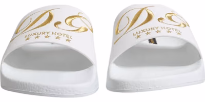 White Leather Slides Sandals Beachwear Shoes