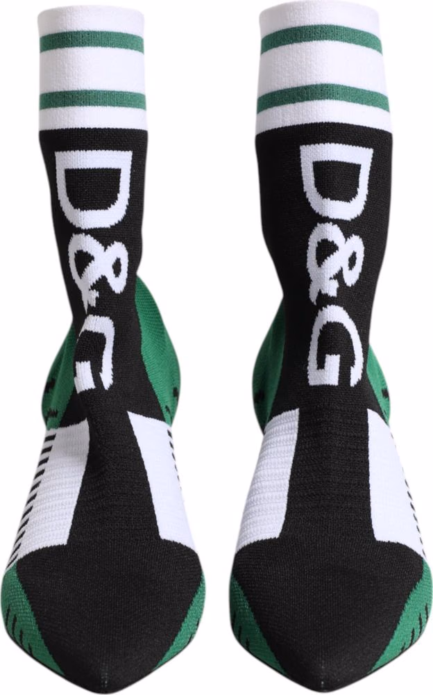 Dolce & Gabbana Green Stretch Sock Style Ankle Boots Shoes