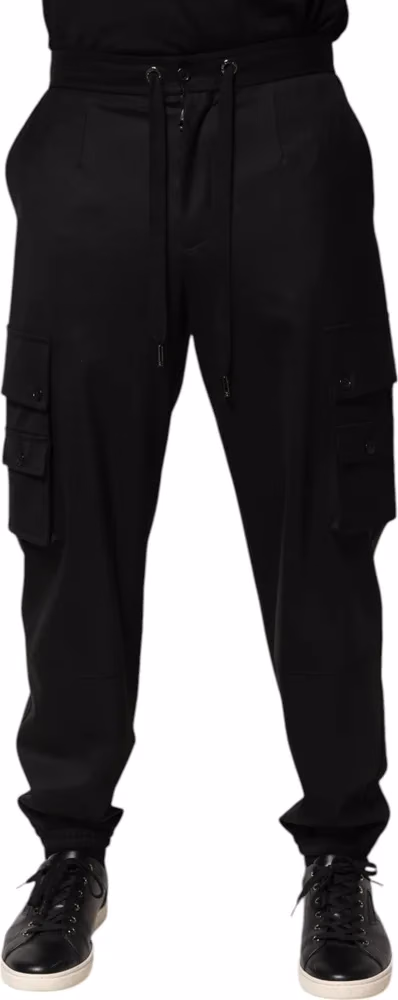 Dolce & Gabbana Solid Black Cargo Jogger Men Sweatpants Pants