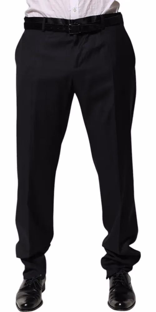 Dolce & Gabbana Black Wool Men Formal Dress Trouser Pants