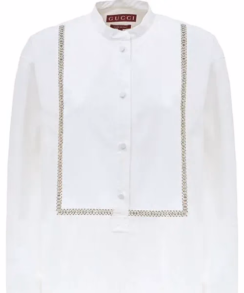 Gucci White Cotton Blouse