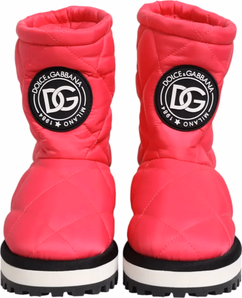 Dolce & Gabbana Pink White Viscose Padded Mid Calf Boots Shoes
