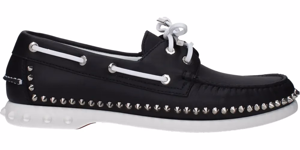Christian Louboutin Black Leather Slip-On Loafers