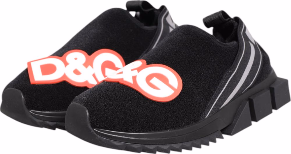 Dolce & Gabbana Black Grey Slip On Sorrento Sneakers Shoes