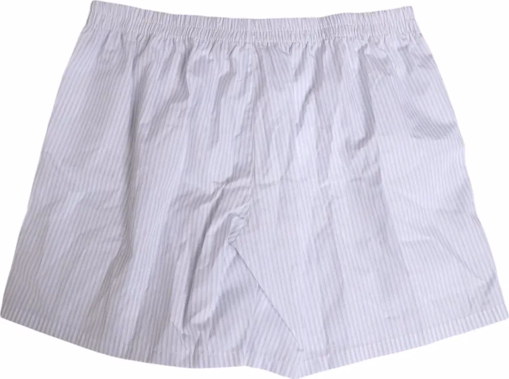 Dolce & Gabbana White Blue Cotton Striped Button Fly Shorts Swimwear