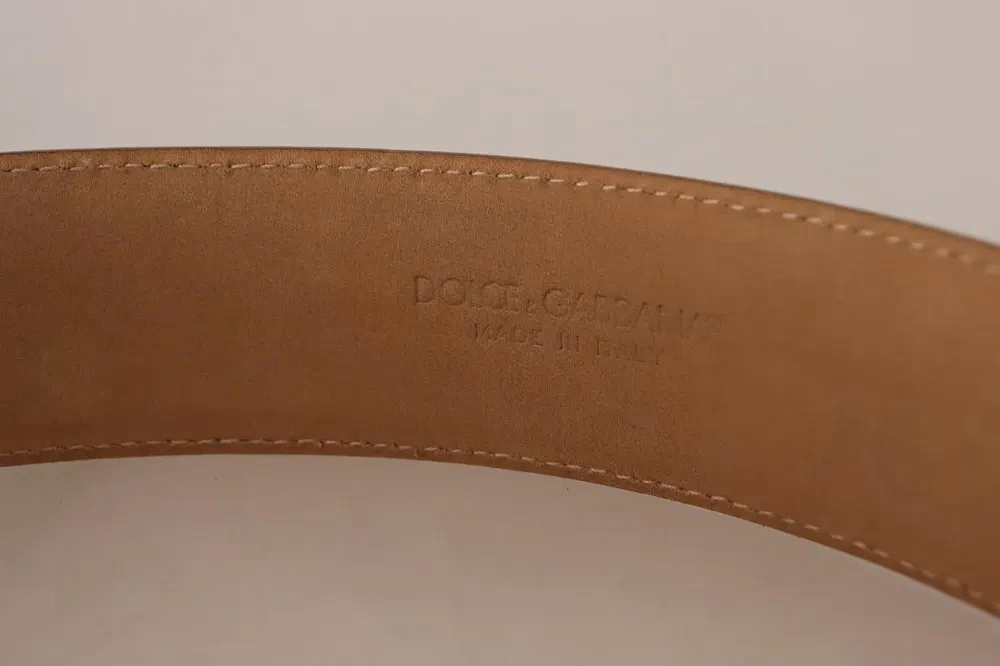 Dolce & Gabbana Brown Leather Gold Metal Oval Buckle Belt