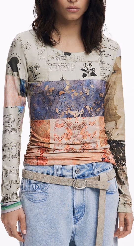 Desigual Beige Viscose Women T-Shirt