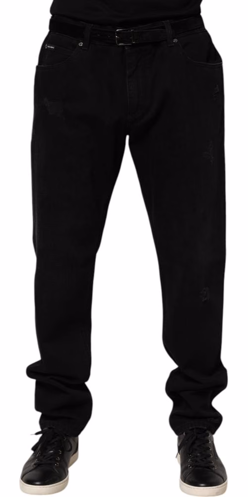 Dolce & Gabbana Black Cotton Regular Denim Men Trouser Jeans
