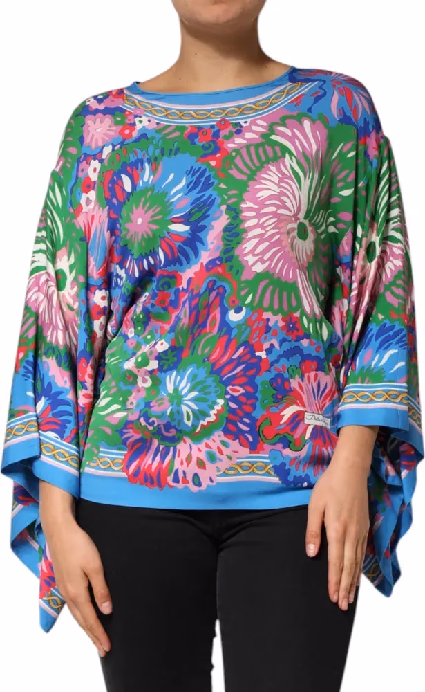 Dolce & Gabbana Multicolor Floral Printed Tunic Blouse Top
