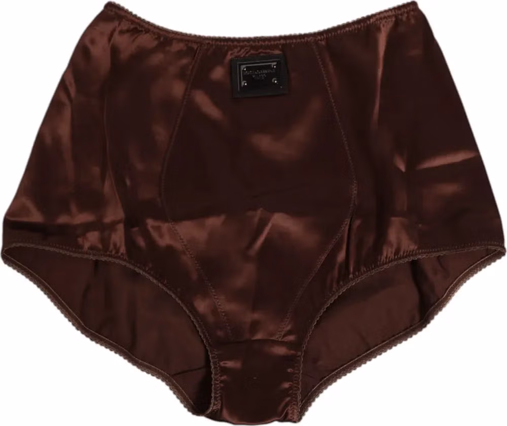 Dolce & Gabbana Brown Silk Stretch High Waist Girdle Underwear