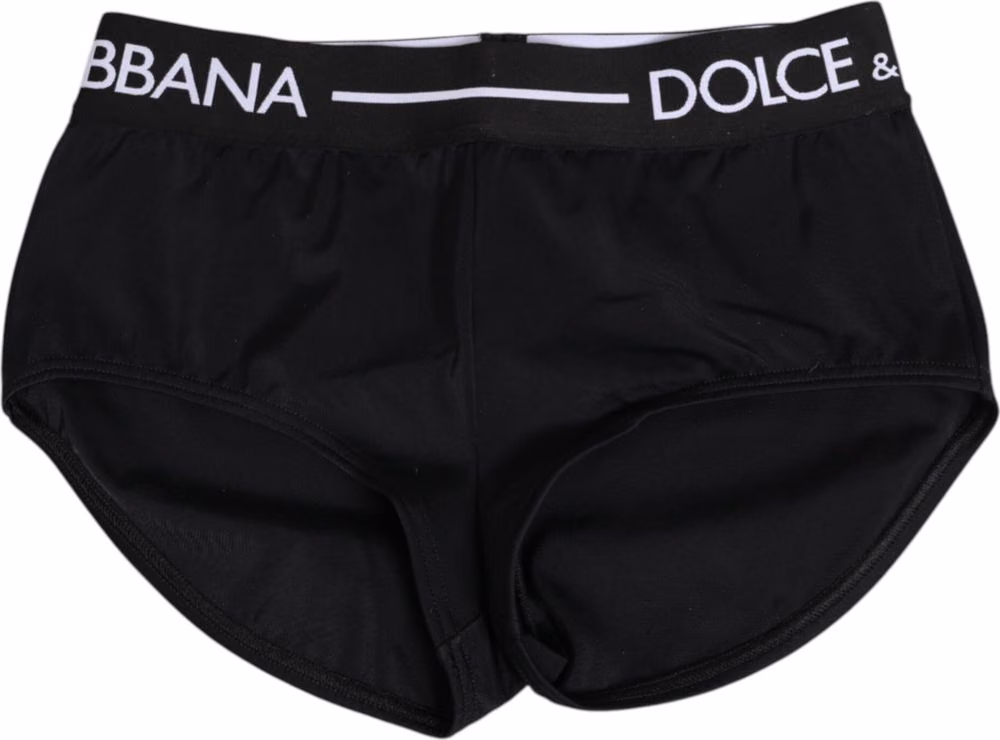 Dolce & Gabbana Black Nylon Logo Waistband Shorts Underwear