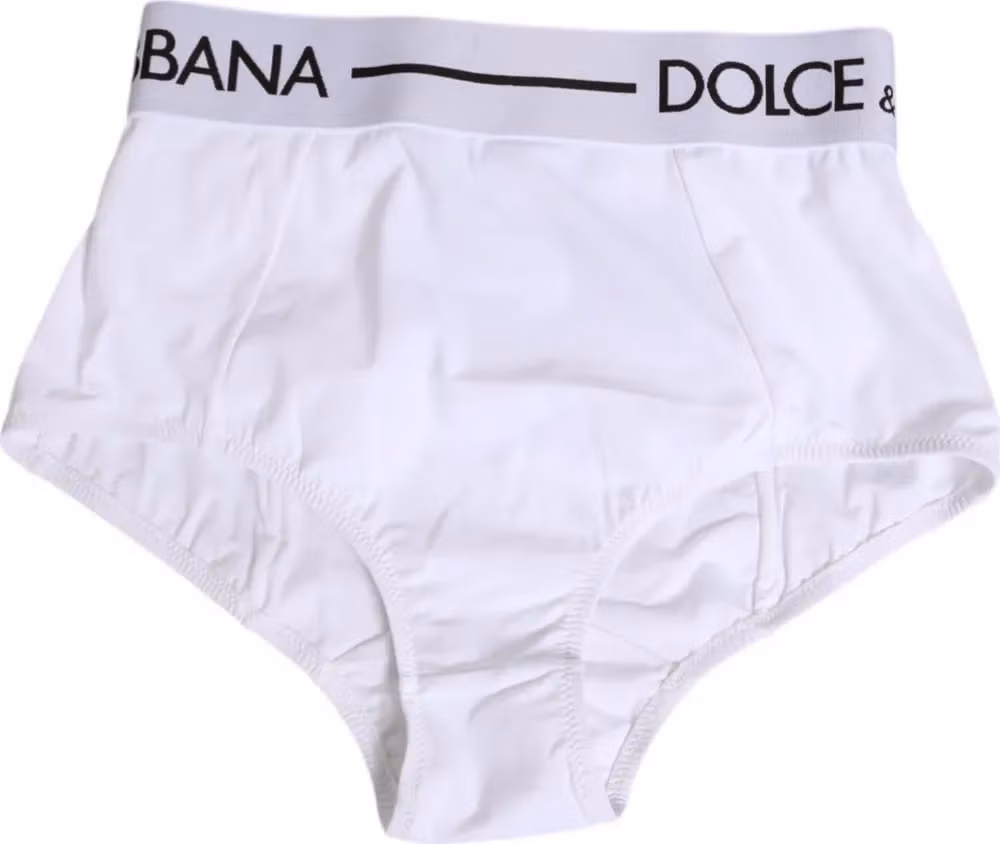 Dolce & Gabbana White Nylon Logo Waistband Panty Underwear