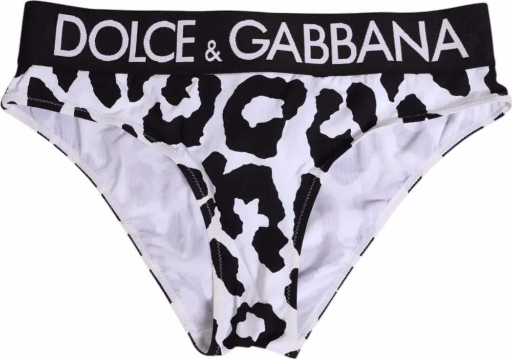 Dolce & Gabbana White Leopard Nylon High Waist Panty Underwear