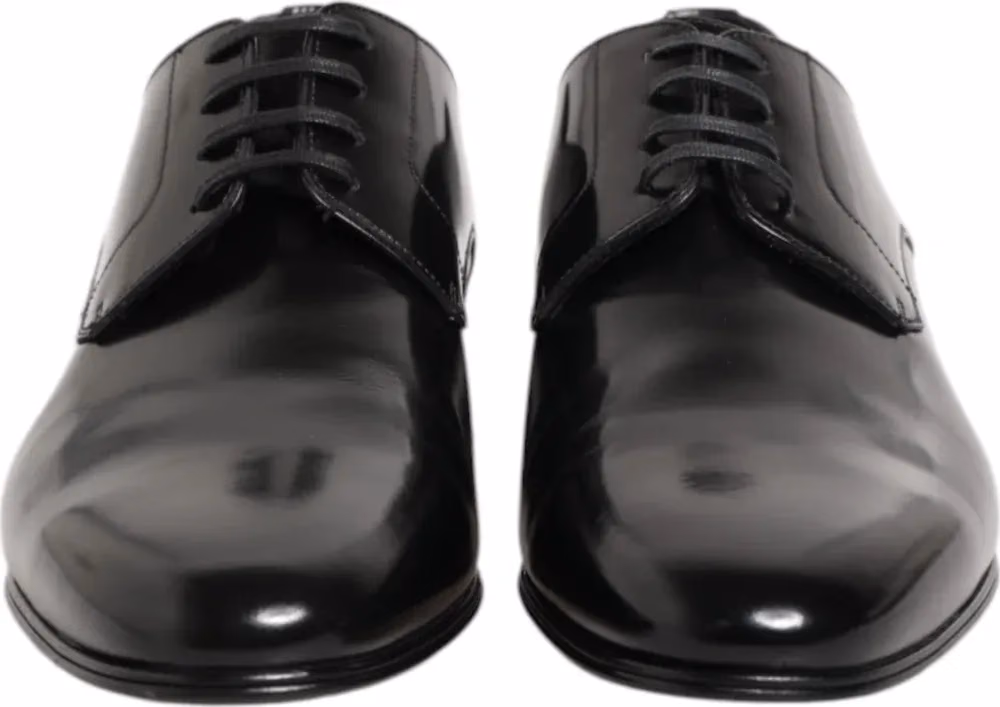 Dolce & Gabbana Black Calfskin Leather Derby Men Dress Shoes