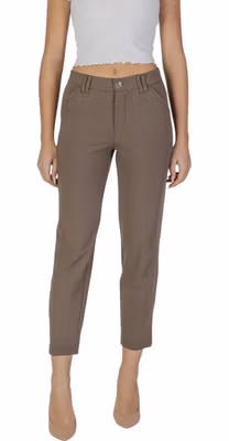 Brown Polyester Casual Pants