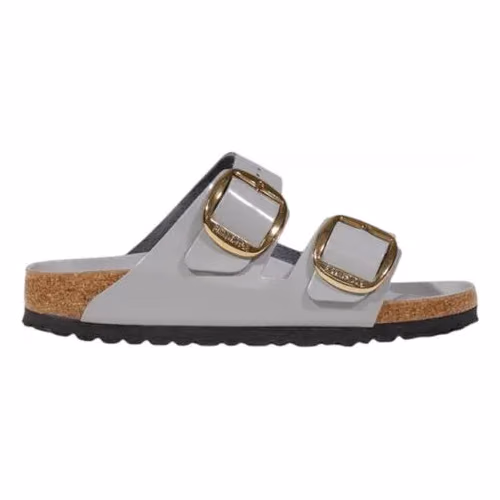 Birkenstock Gray Leather Flat Sandals
