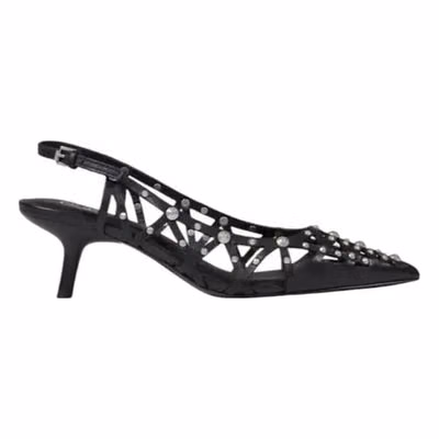 Black Leather High Heel Pumps
