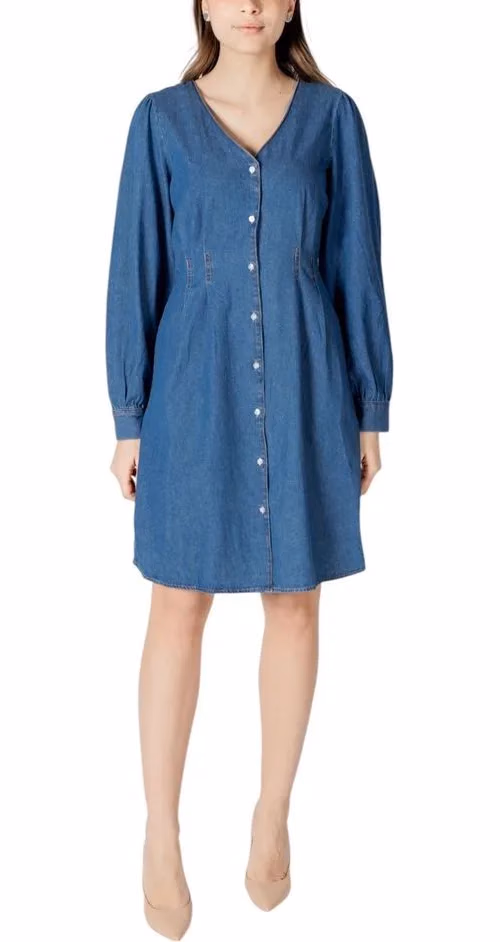 ICHI Blue Cotton Short Dress