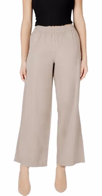Beige Viscose Casual Pants