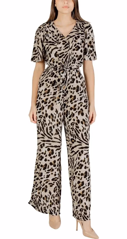 ICHI Beige Viscose Jumpsuit