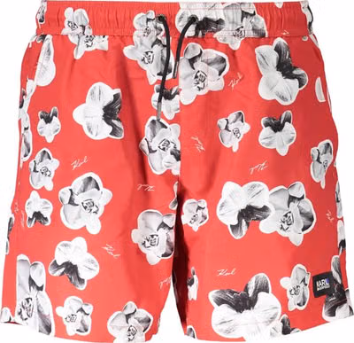 Red Polyester Men's Swim Trunk
