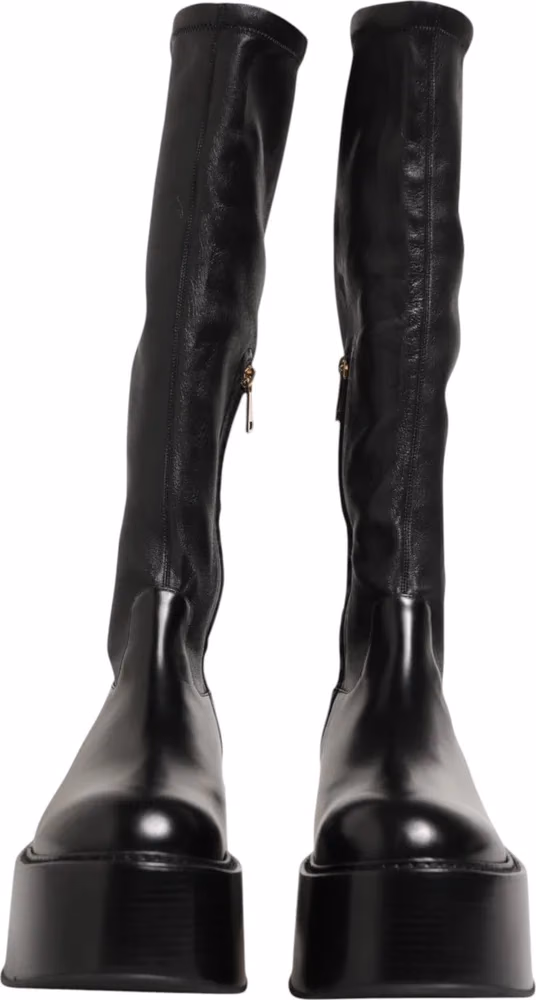 Dolce & Gabbana Black Logo Plaque Over The Calf Boots Shoes