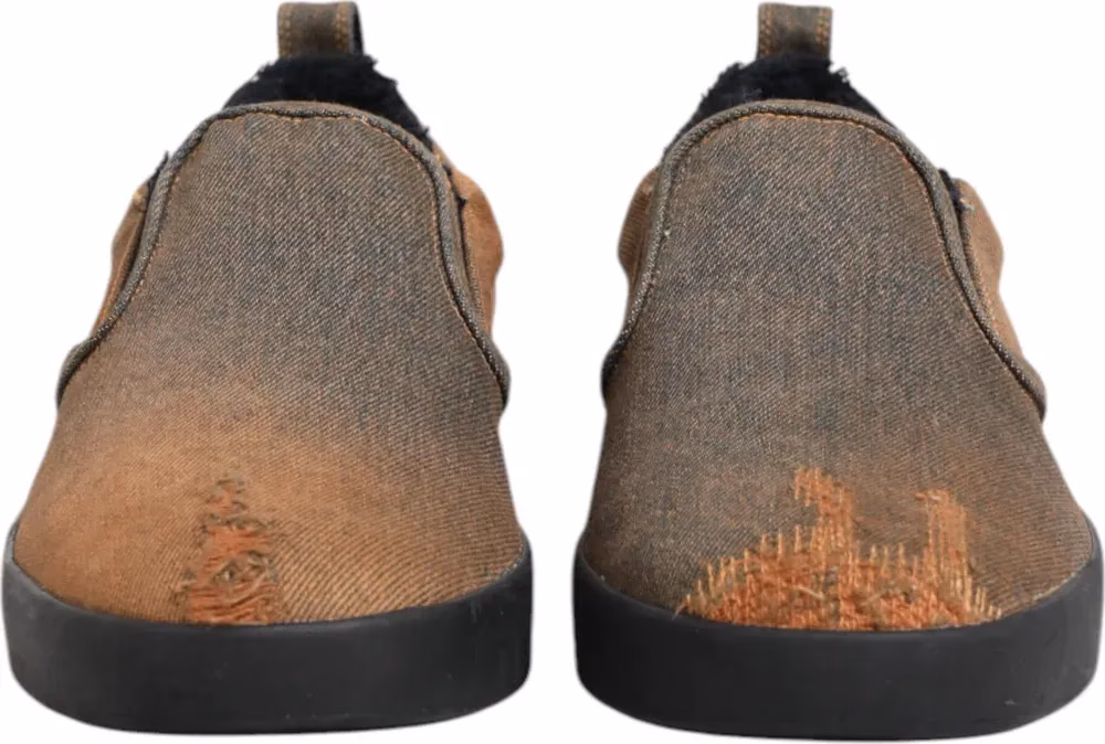Dolce & Gabbana Brown Cotton Low Top Slip On Sneakers Shoes