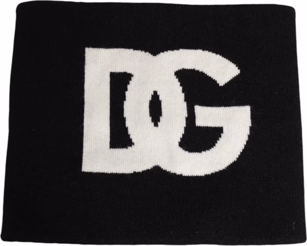 Dolce & Gabbana Black D&G Logo Cashmere Knitted Men One Size Scarf