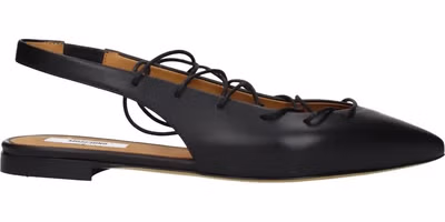 Black Leather Flats