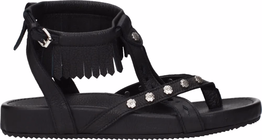 Isabel Marant Black Leather Flat Sandals